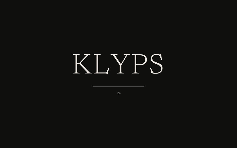 NERO KLYPS, écran d'ouverture
