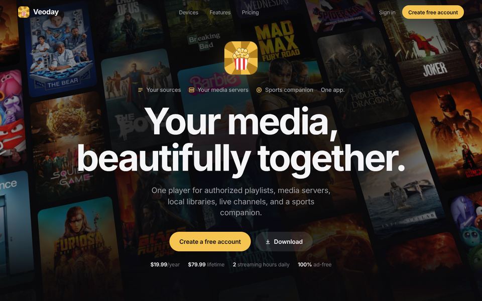 NERO Veoday, mur d'affiches de films